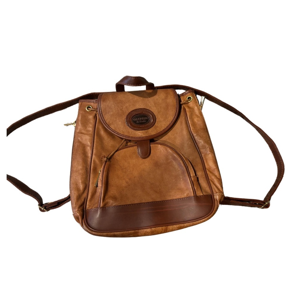 Valentino di Paolo Tan and Brown Leather Backpack